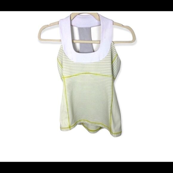 Lululemon Scoop Neck Tank Top Yellow White Stripe - Picture 2 of 4